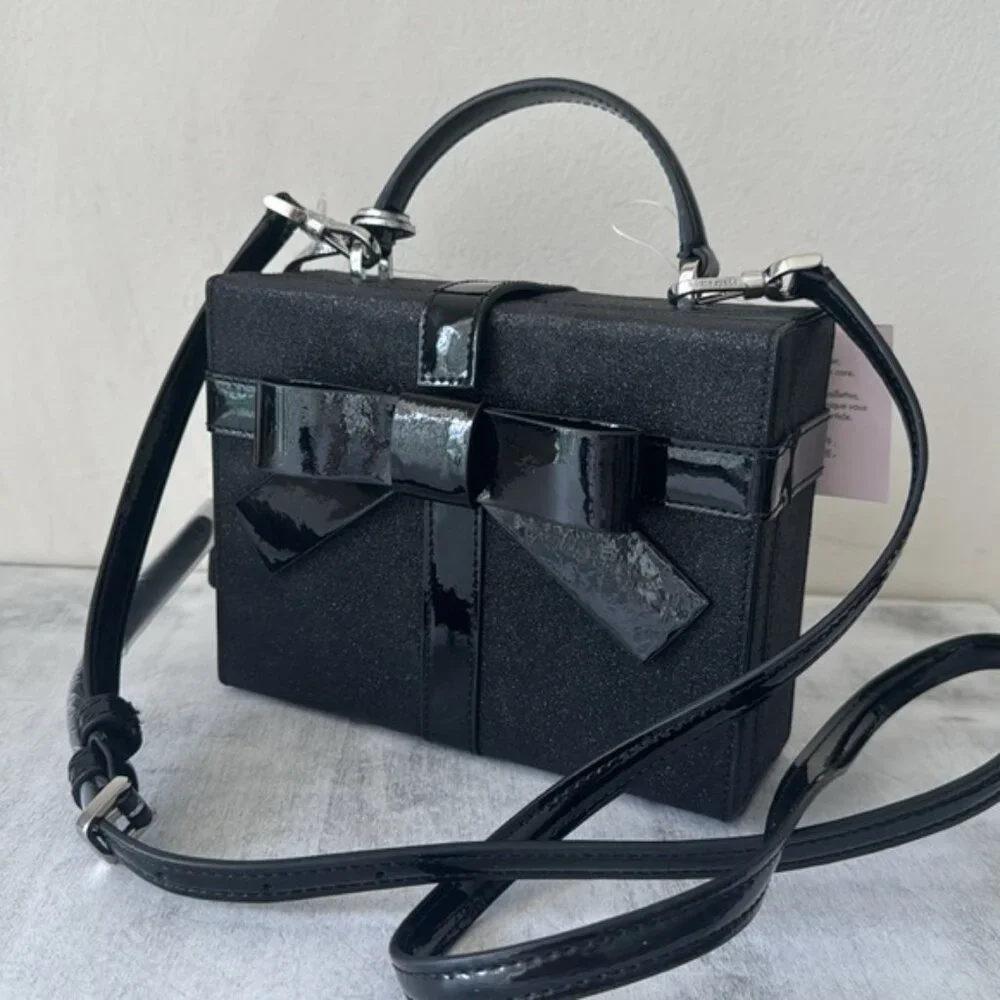 Kate Spade Wrapping Party Gift Box Glittering Crossbody Handbag Black